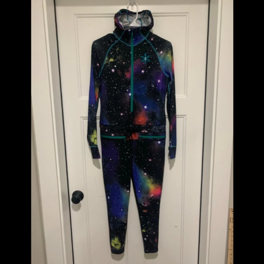 Airblaster Womens M Ninja Suit Thermal Base Layer Ski/Snow Space Theme Galaxy